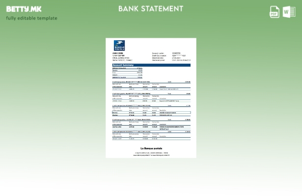Модерен стил France La Banque Postale банкарски извод на ексел шаблон